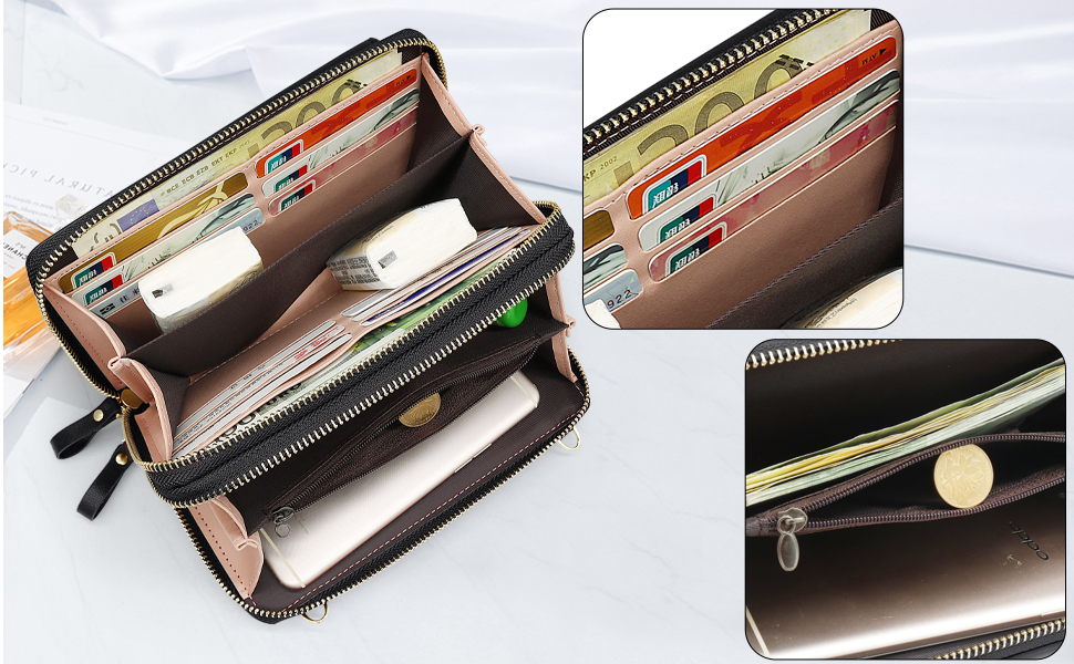 cartera movil con ranuras para tarjeta de correa
