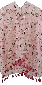 Elu ♥ Women's Beach Cover up Swimsuit Kimono Cardigan Casual Tops with Bohemian Floral Print