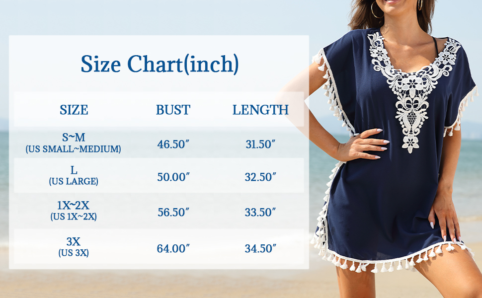 Size Chart for the Cover Up