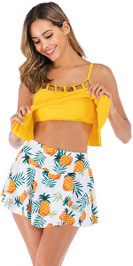 Eternatastic Womens Two Piece Bikini Set with Swim Skirt Bathing Suit