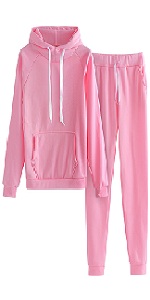 B0D9K9BMNL Women Casual Sweatsuit Solid Loose Pocket Hoodies Drawstring Active Pant