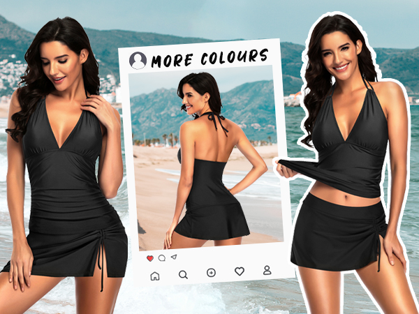 two piece tankini swimsuit halter tankini