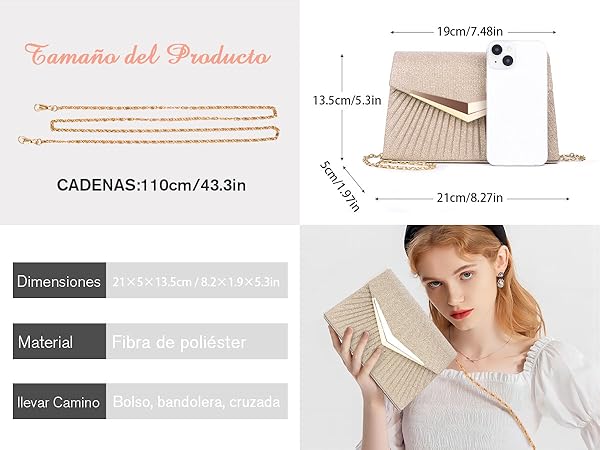 bolso dorado mujer
