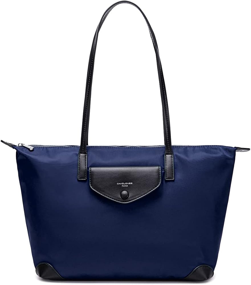 David Jones - Bolso Tote Nylon Mujer - Shopper Nailon Impermeable - Bolso de Mano Plegable - Bolso de Hombro Bandolera Gran Capacidad - Totalizador Shopping Bag - Viaje Playa Comprar Moda - Azul