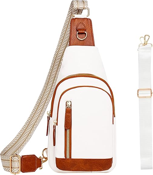 Amexo Bolso de Pecho Cuero Mujer Bolso Hombro Bandolera Bolsos de Hombro Moda Impermeable Crossbody Sling Bag con Correa Ajustable para Ciclismo Correr Senderismo Viajes