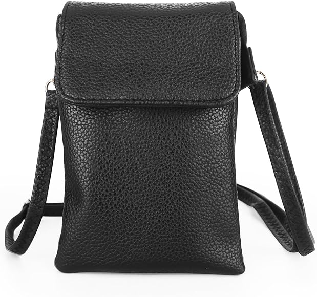 Bolso Movil Mujer Bandolera, Bolsa de Teléfono, Múltiples Compartimentos con Bandolera Ajustable para Mujer con Cremallera Monederos (Negro)