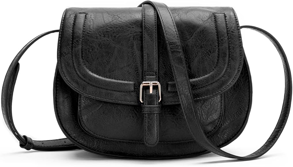 AFKOMST - Bolso bandolera para mujer, cartera pequeña y bolso de hombro, bolsos de sillín vintage, cuero vegano