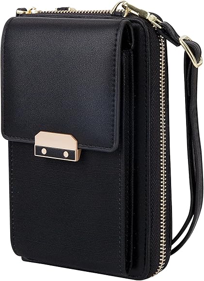 Bolso Movil Mujer Cuero PU Bolso de Hombro para Teléfono Celular Pequeño Bandolera Monedero Gran Capacidad con Ranuras para Tarjetas Cremallera y Correa
