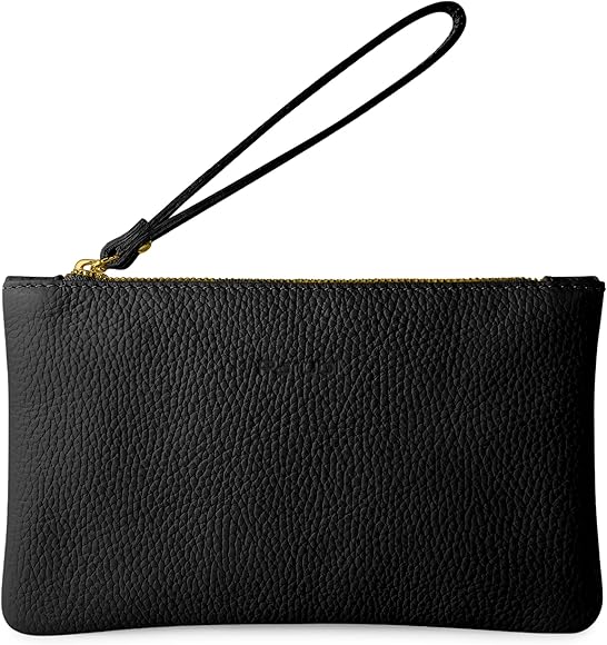 Parubi Pochette de Mano Pequeña, Mini Bolso de Mano con Cuero Suave Auténtico, Made in Italy, Pochette con Cordón y Cierre con Cremallera Elegante para Mujer y Chica (Aura)
