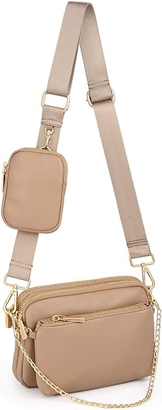 UTO - Bolso Bandolera para Mujer 3 en 1 Bolso de Hombro Multiusos Correa de Cadena con Bolsillo para Monedas Desmontable