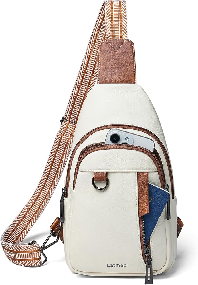 LATMAP Bolso Bandolera Mujer, Mujer Bolsa de Pecho Mochila Antirrobo Sling Bolsa Elegante PU Cuero Mochila Pecho Pequeña Mujer para Viaje Senderismo,Gris