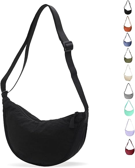 Bolsa Media Luna para Mujer Bolsa Media Luna de Nylon Bolsa Dumpling Bolsa Crossbody Mujer Bolsa de Hombro de Nylon con Correa Ajustable Bolso Media Luna Portátil para Uso Diario