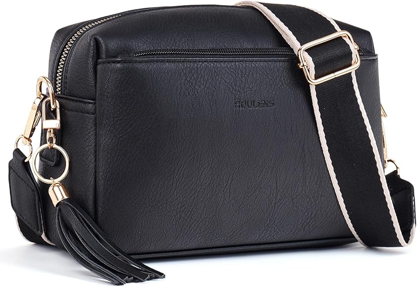 Roulens Bolsos Bandolera Para Mujer con 3 Compartimentos Grandes,Cuero PU Bolso de Hombro Pequeña de Mujer,Bolso Pequeño Bandolera para Damas Mujeres con Correa Ancha Ajustable Y ExtraíBle