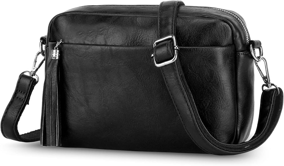 Asvert Bolsos Bandolera Para Mujer Negro, Cuero PU Bolso de Hombro Pequeña de Mujer,Bolso Pequeño Bandolera para Damas Mujeres