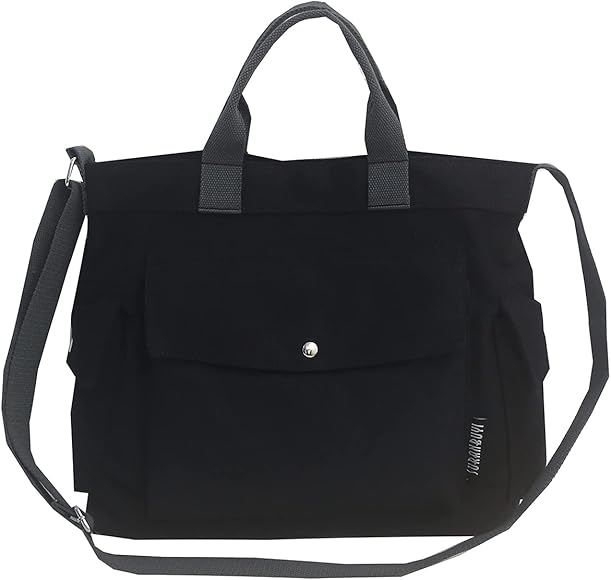 DWDC Bolso de mano de lona, bolso cruzado de lona informal para hombres y mujeres, bolsos de hombro de lona con múltiples bolsillos para la escuela, compras, viajes de trabajo