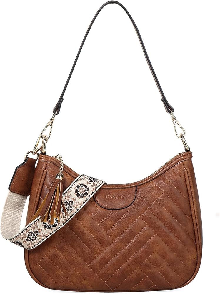 VASCHY Bolso Bandolera Mujer, Bolso Mujer Bolso de Hombro de Cuero Bolsos de Mano Convertible bolso cruzado con Dos Correas Desmontables Crossbody Bag Clutch para Salir Compras Fiesta Trabajo
