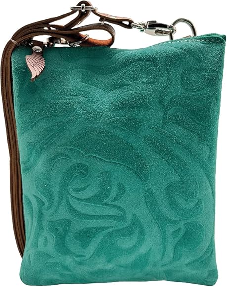 Blanck Bolso Piel Mini Fuelle Alto Cartujano. Cierre Cremallera con Llavero Alas Angel. Bolsillo Trasero con Cremallera. Bandolera Regulable. 15,5 x 20 x 4,5 cm y 237 gr. Fabricado en España.
