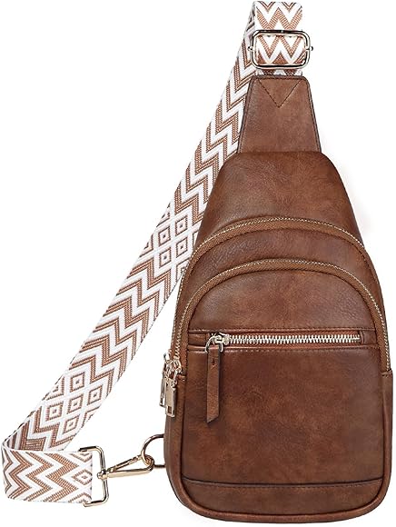 VASCHY Mochila Bandolera Mujer, Bolsos de Hombro de Cuero Vegano Bolsos Cruzados Moda Casual Bolsa De Pecho Pequeño Crossbody Sling Bag para Trabajo Senderismo Escuela Viaje