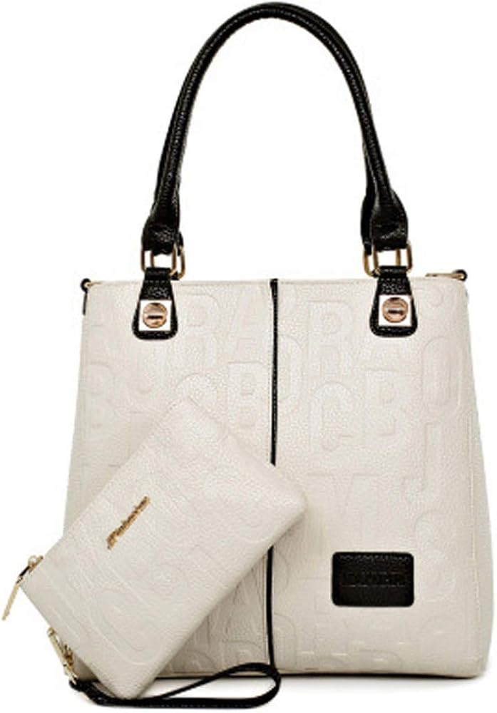 DEERWORD Mujer Bolsos Totes Casual Mano Marca Mediano Bandolera Antirrobo Hombro Italianos PU Cuero 5706 2 piezas