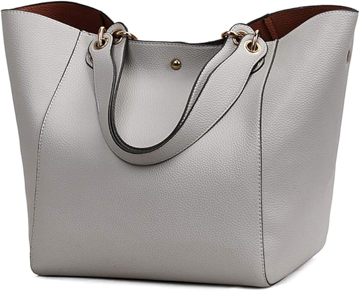 Pahajim Bolsos Mujer Grandes Bolso Señora Tote PU Cuero Bolso Bandolera Mujer Bolso Shopper Moda Mujer para Compras, Fiesta, Viajes, Trabajo(Gris)
