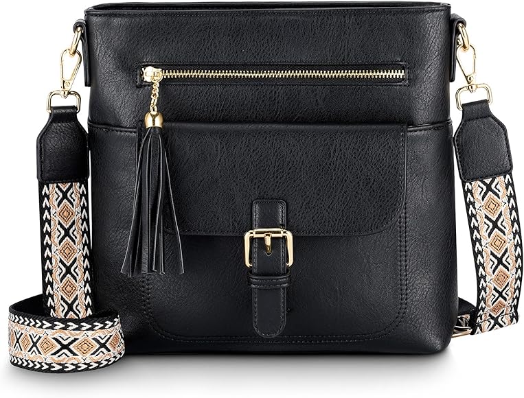 Kasgo Bolso Bandolera Mujer, Bolso Cruzado Mediano Bolso Mensajero Multi-bolsillo Bolso Hombro con Correa de Guitarra para Diario Trabajo Escuela Viaje