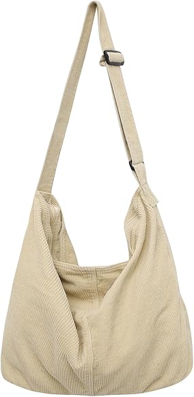 Makukke Bolso Bandolera para Mujer, Bolso de Pana Grande, Bolso de la Compra, Bolso de Hombro, Bolso Cruzado Informal para Escuela, Oficina, Trabajo, Viajes, Excursiones, Compras