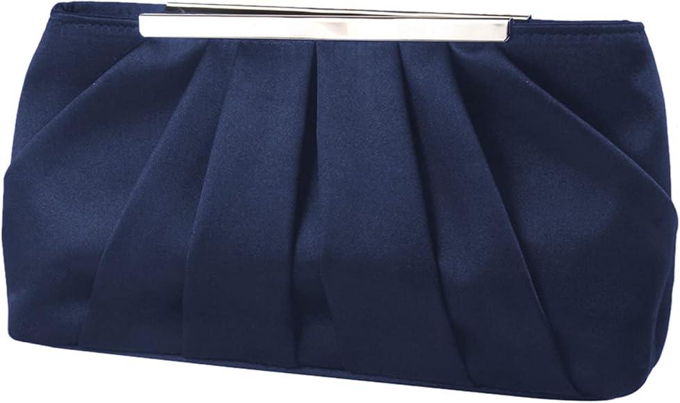 Jywmsc Bolso de noche de satén para mujer Elegante bolso de mano de noche plisado de satén para mujer Bolso de boda de plata