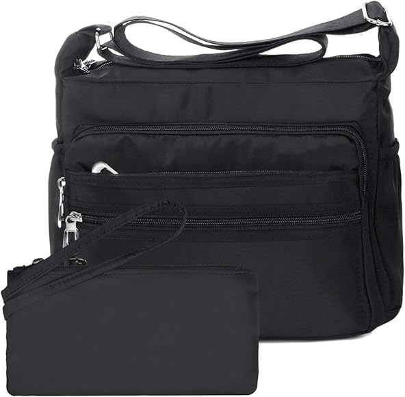 NOTAG Bolsos de Mujer, Impermeable Nylon Bolso de Hombro Multi Bolsillo Bolso Cruzado Messenger Bag con Billetera RFID