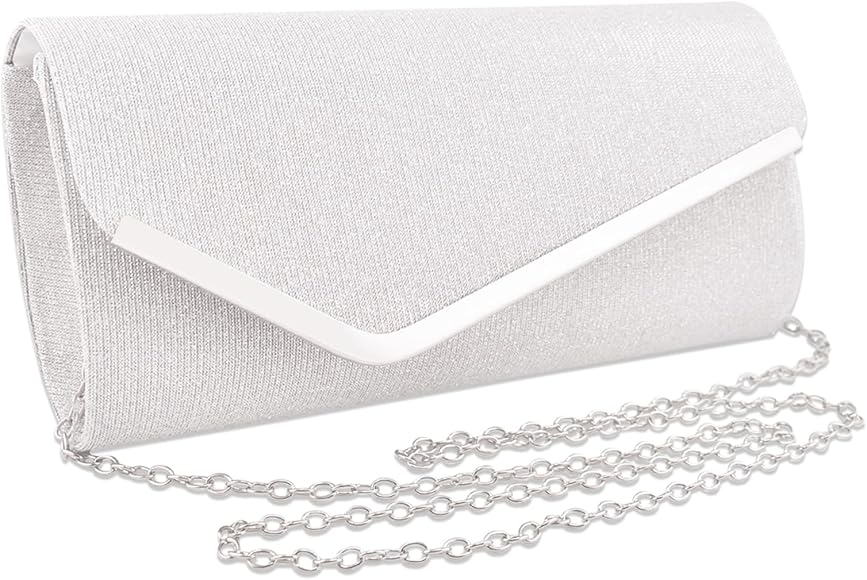 DKDDSSS Bolsos Fiesta Plateados - Bolsos Boda de Mano Elegantes para Mujer - Bolso Plata y Clutch Fiesta