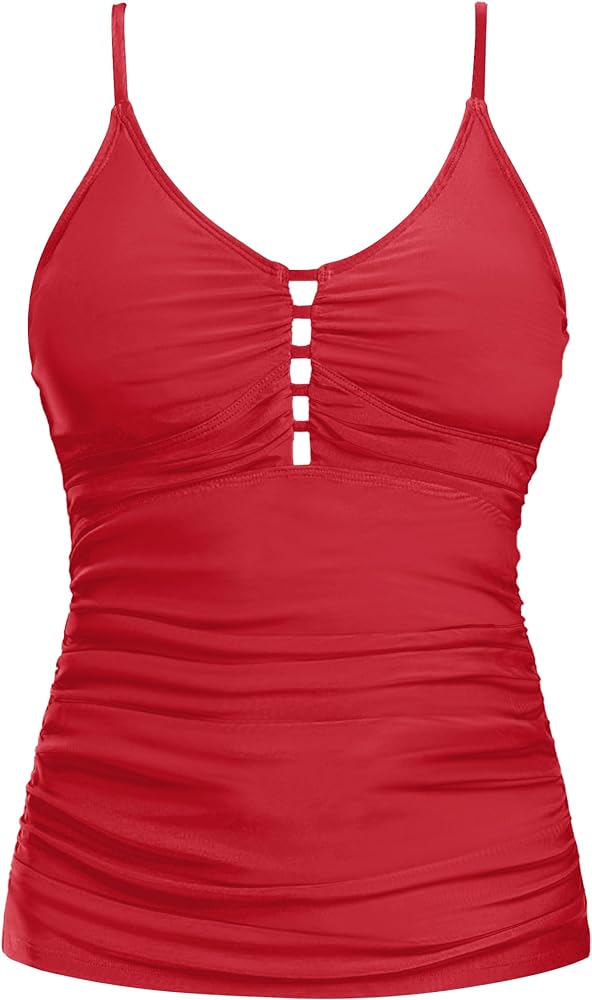 Ocean Blues Women's Retro Tankini Swimsuit Shirring Tummy Control Tankini Top Only