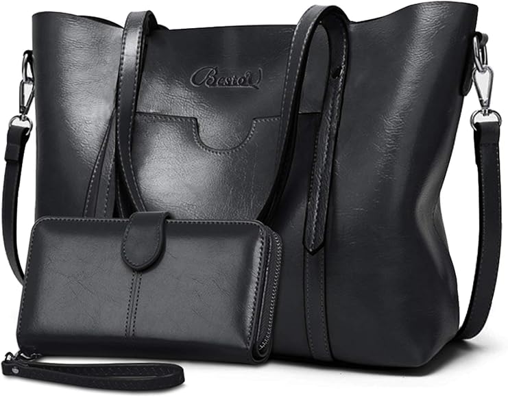 Bolsos de Mujer Bolso Bandolera Tote Grande De Hombro Bolsos PU Cuero Bolsos Billetera 2pcs Set