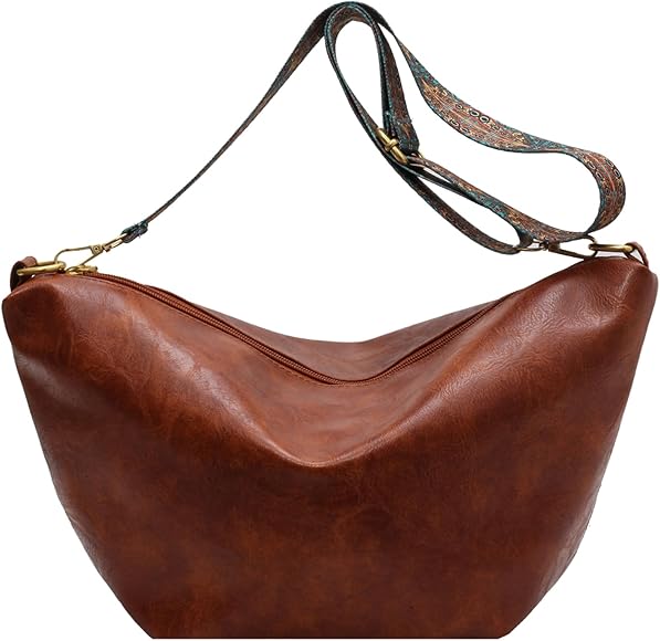Makukke Bolso Bandolera para Mujer, Bolso Bandolera Grande de Piel sintética con Hombro Ancho, Bolso Hobo, Bolso Bandolera Vintage para Oficina, Trabajo, Viajes, Compras