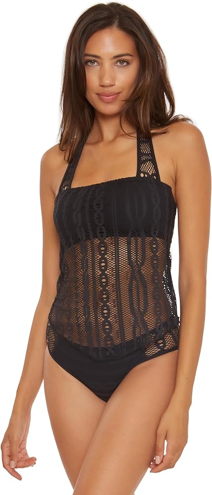 BECCA Women's Color Play Tankini, Adjustable, Tie Back, Swimsuit Tops